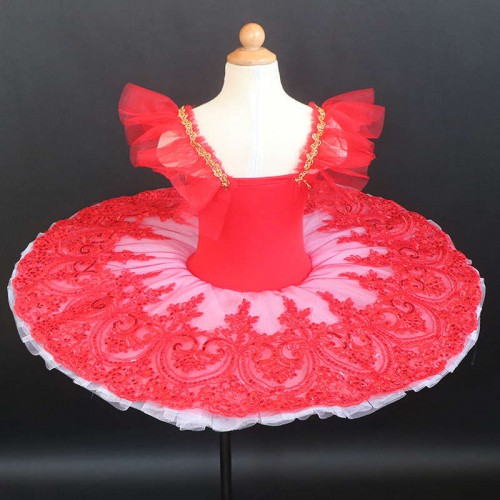 Children girls red TUTU skirt girls classical ballerina pancake ballet dance dresses suspenders TUTU skirt toddler sleeping beauty stage costume